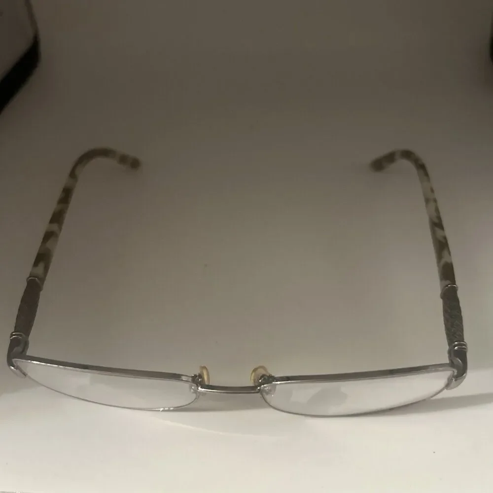 Valerie Spencer Off-White/Translucent Tortoise Shell w/Silver Basketweave Frames